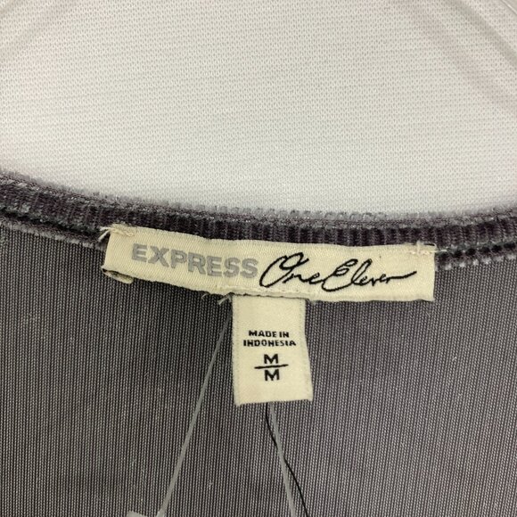 Vintage NWT Express Medium Gray Velvet Stretch Wrap Tie Back Fitted Top Y2K - Picture 2 of 10